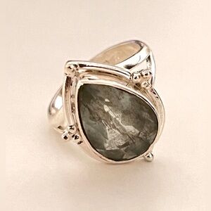 Sterling Silver Teardrop Aquamarine Ring Size 7